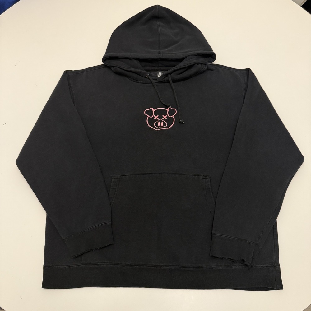 Shane Dawson Pink Pig Logo‎ Black Cotton Blend Pullover Hoodie Mens Large